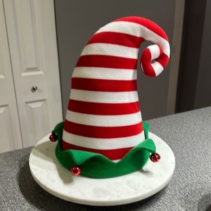 Kirklands Striped Elf Hat Tree Topper-OBO